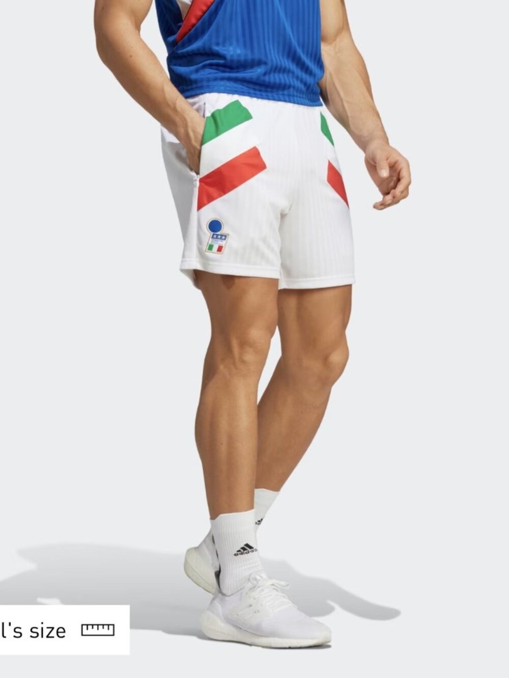 Adidas Italy Icon Shorts Men's Size Small White Red Green Gold Flag Retro Crest